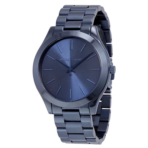 michael kors mk2466|Michael Kors Women's Slim Runway Blue Leather Strap Watch .